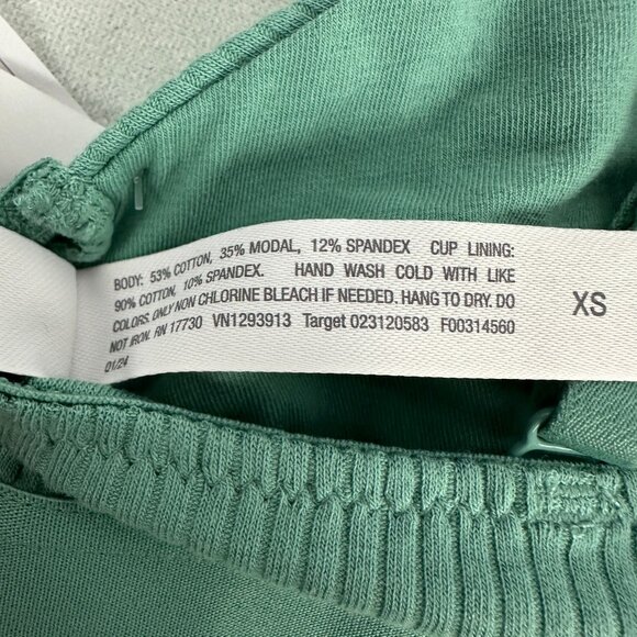 Auden Unlined Triangle Bralette XS Forest Green Adjustable Straps Ribbed - Picture 9 of 14